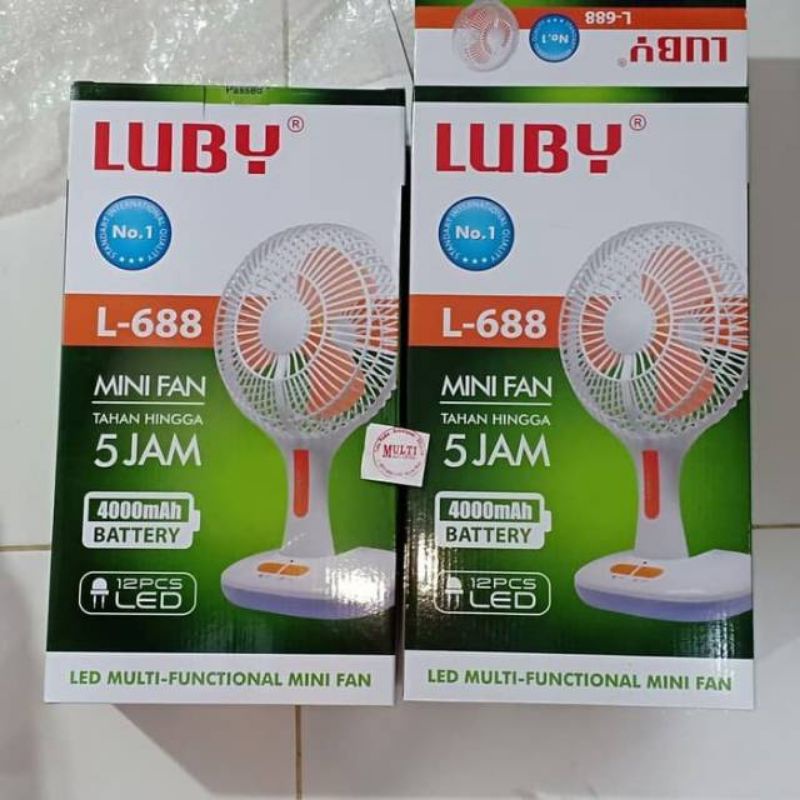 Kipas Lampu Emergency Luby L 688 Kipas Angin Duduk Portable Luby