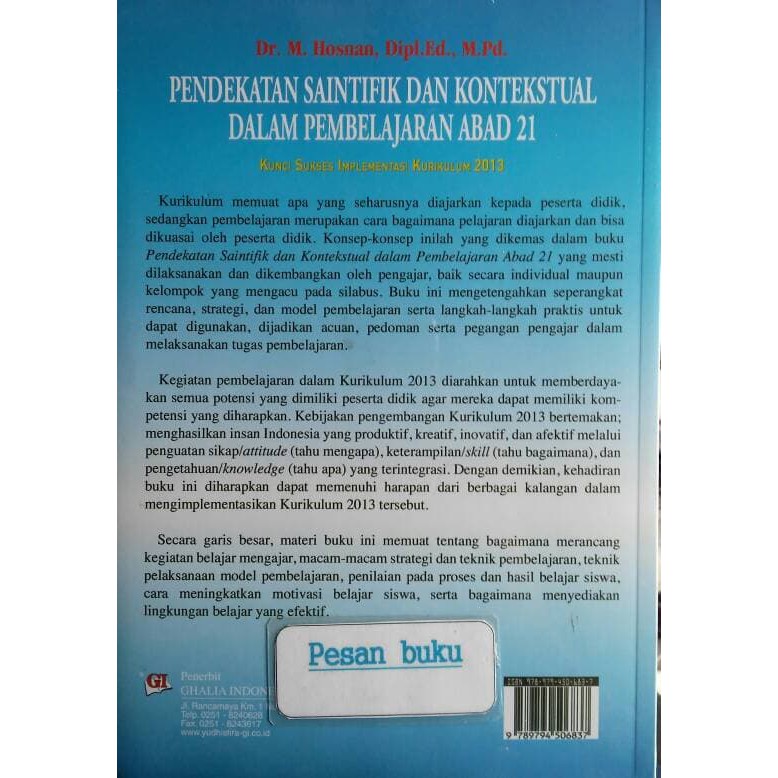 Buku Pendekatan Saintifik Dan Kontekstual Dalam Pembelajaran Abad 21 Limited Shopee Indonesia