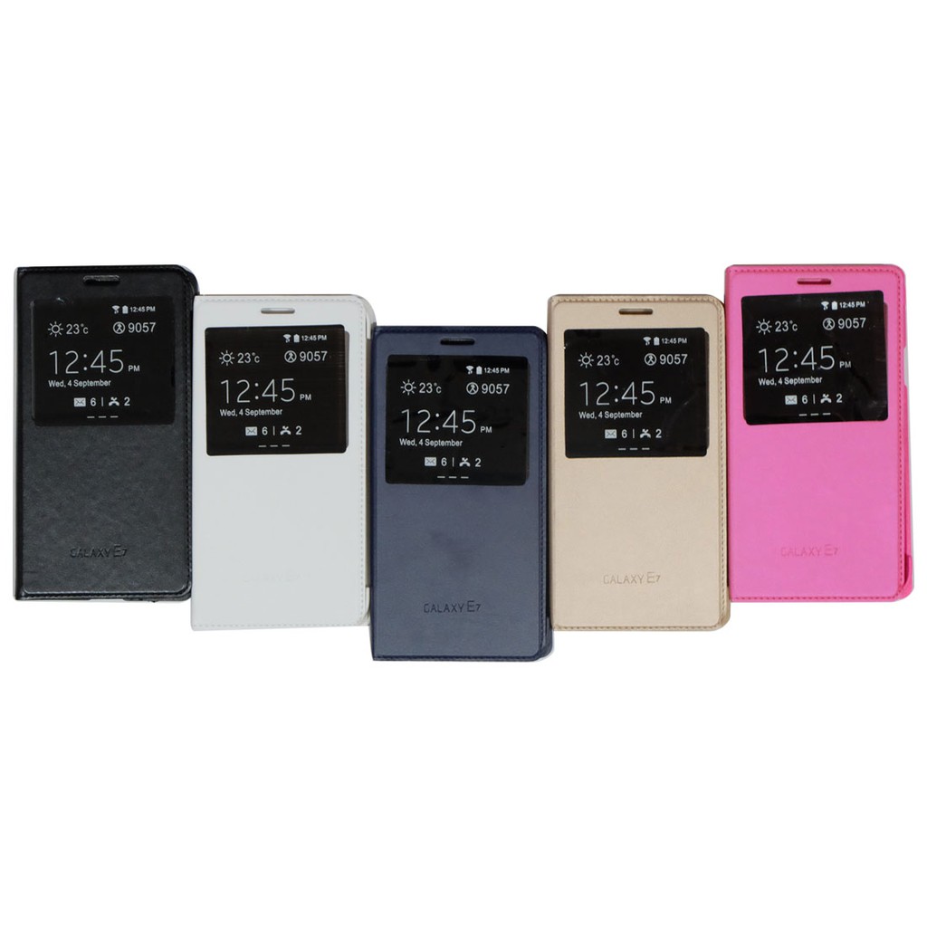 Sarung Leather Case Samsung E7 / Galaxy E7 / Flipcover View / Flipcover Kulit - Colour