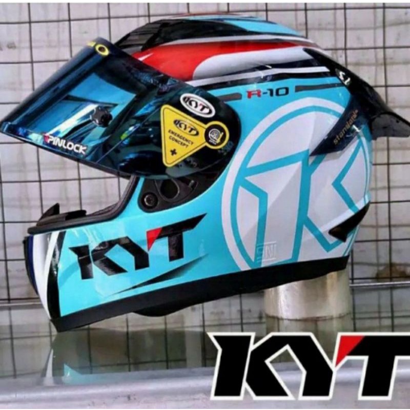 KYT R10 MOTIF AQUAMARINE PAKET GANTENG HARGA TERMURAH