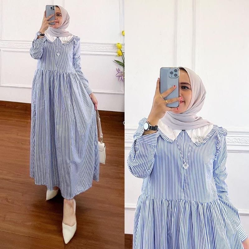 Raline Midi Dress Original By Maritza Long Tunik Jumbo Polos Long Dress Muslim Gamis Wanita Terbaru 