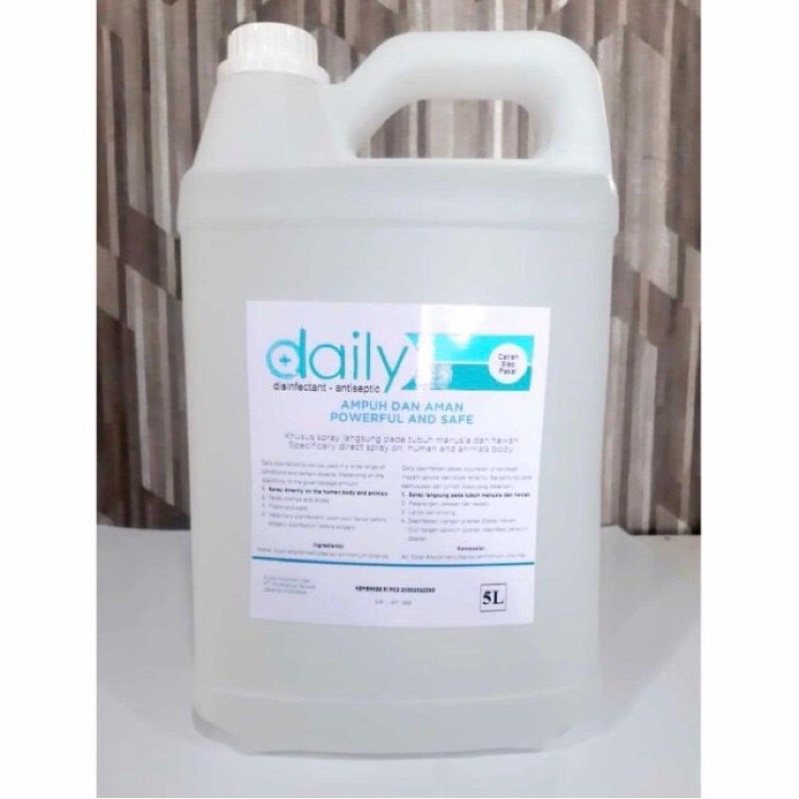 DESINFEKTAN DAILY REGULER DISINFEKTAN ANTISEPTIC 5 LITER AMAN UNTUK TUBUH MANUSIA &amp; HEWAN