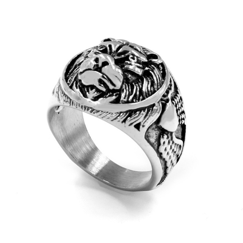 Cincin Kepala Singa Stainless Steel Busana Pria