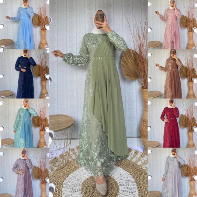 NEW MODEL GAMIS CAMILLA // BAHAN TILLE BORDIR MUTIARA MIX CERUTY BABYDOLL // By Kemoda