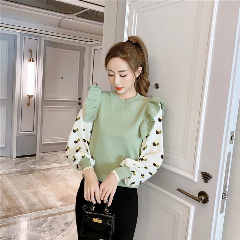 Blouse DAHLIA Rompi Knit Tangan Balon TM (7236)