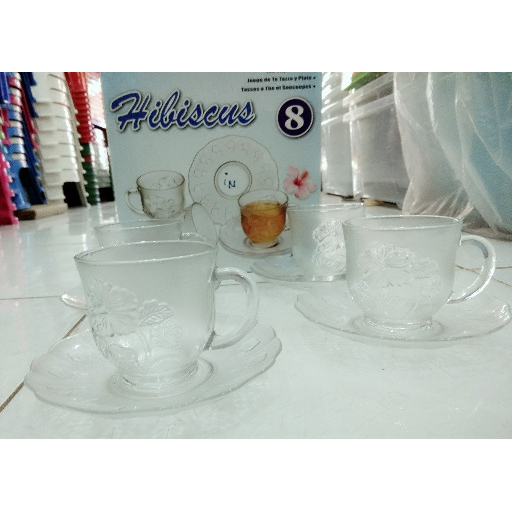  Cangkir  Set  Tea Set  Kopi Set  Bening  Kado 4 Gelas 