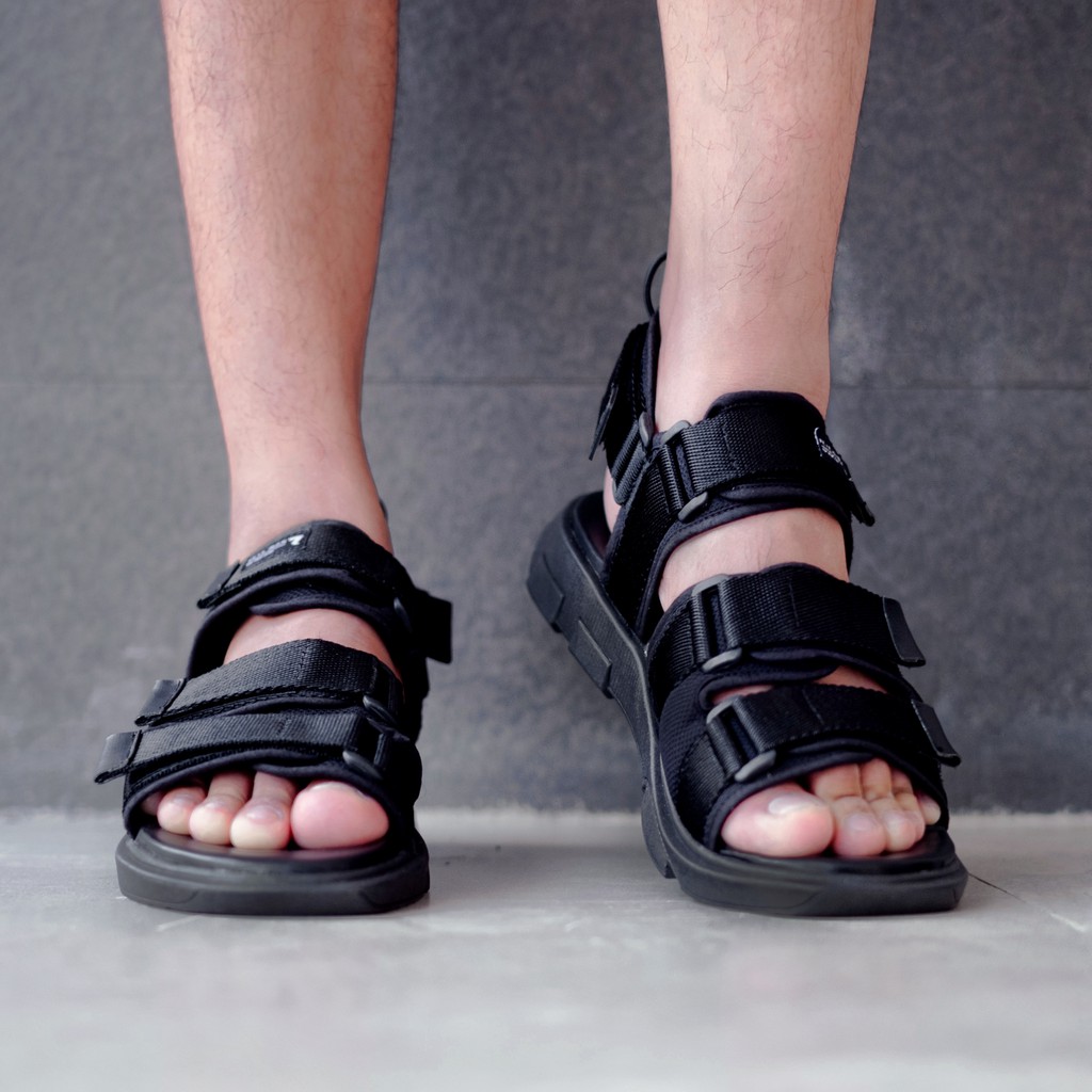 Secret Full Black | Sendal Gunung Original Kulit Kasual Pria Sandal Footwear New Ori | FORIND x Reyl