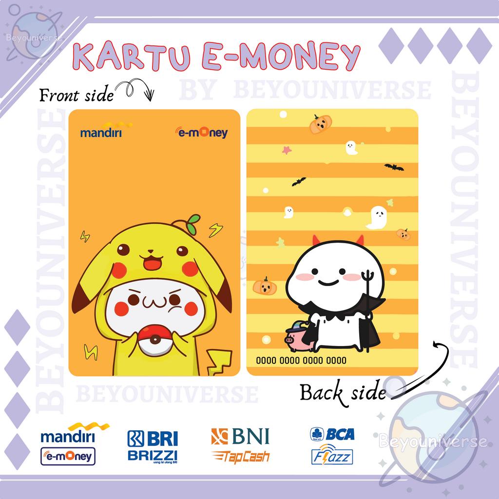 KARTU E-MONEY MANDIRI BNI BRI BCA Etoll Pentol Lucu Pikachu Cosplay Hallowen Drakula - 2 Sisi