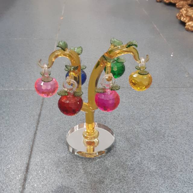 Jual pajangan kristal-Jual pajangan tomat kristal-Dekorasi kristal
