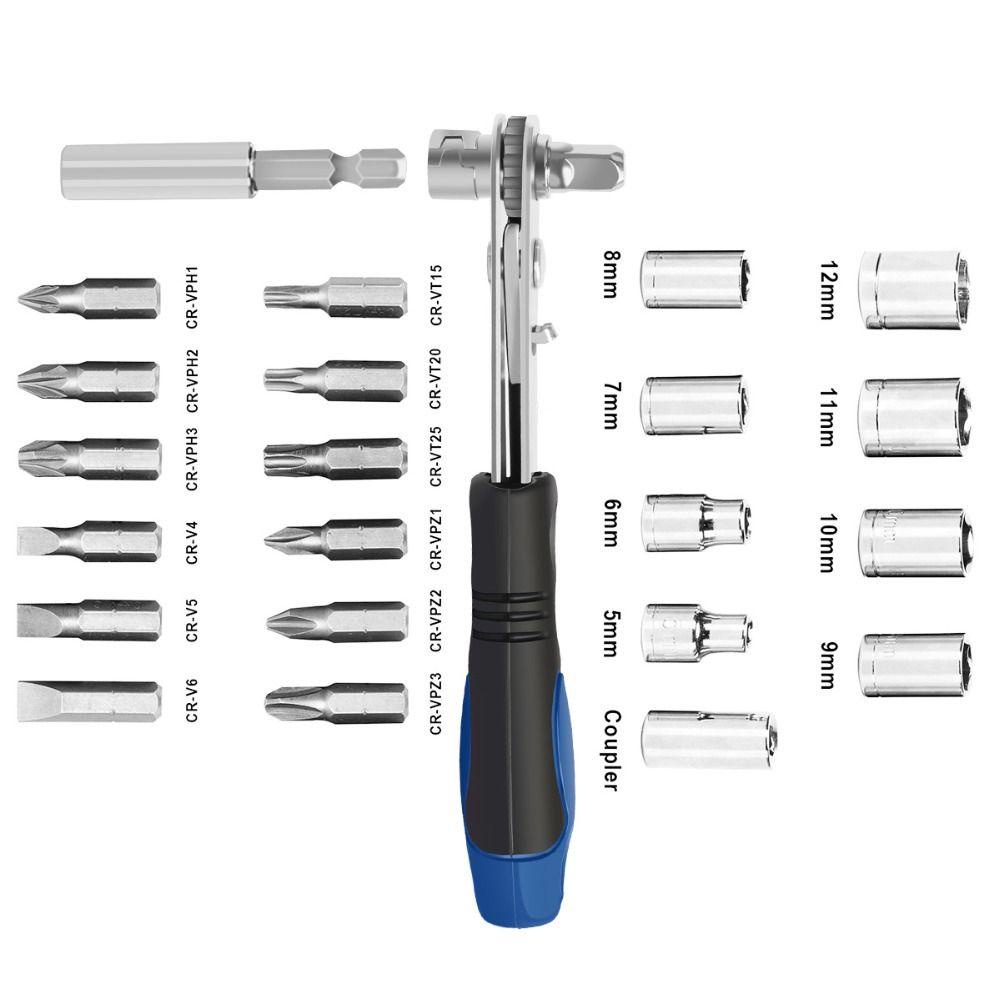 Solighter Ratchet Bits Precise 23in1 Quick Wrench Socket Extension Rod Kunci Pas