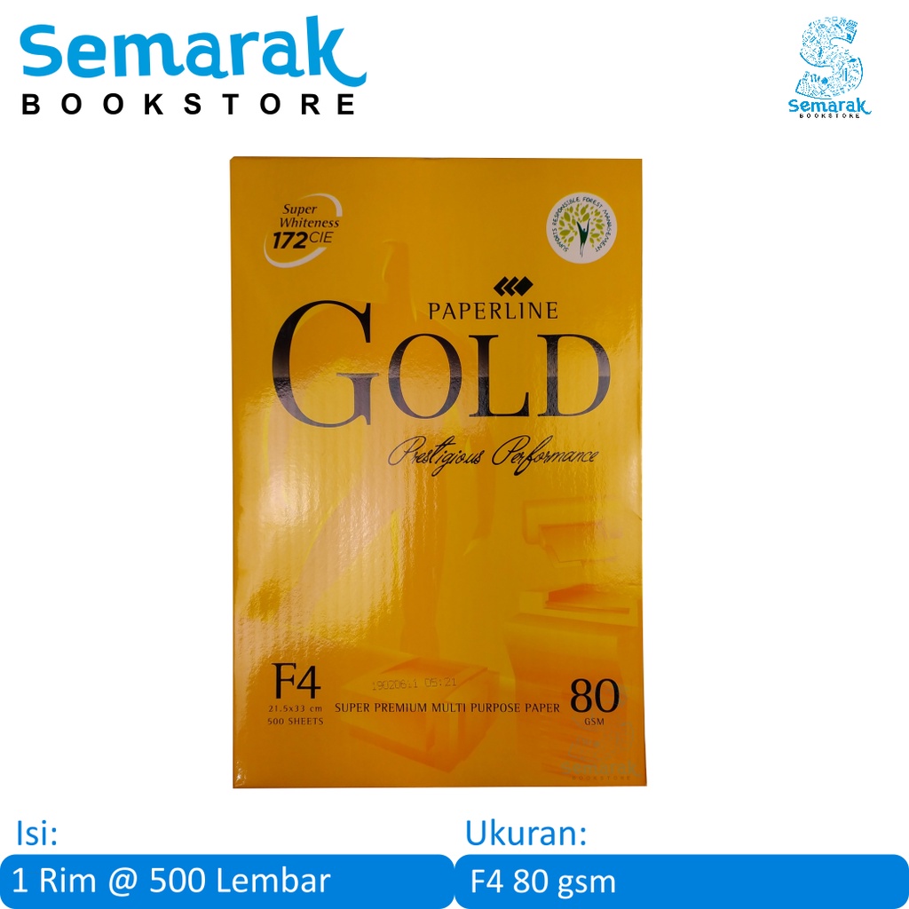 PaperLine Gold Multi Purpose Paper Kertas HVS F4 [1 Rim @ 500 Lembar]