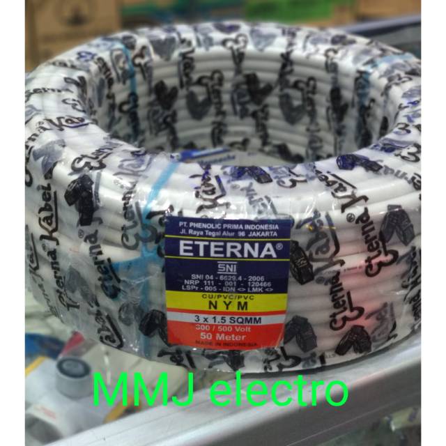 Kabel Eterna - Kabel Listrik Eterna 3 X 1,5 Nym Harga Permeter