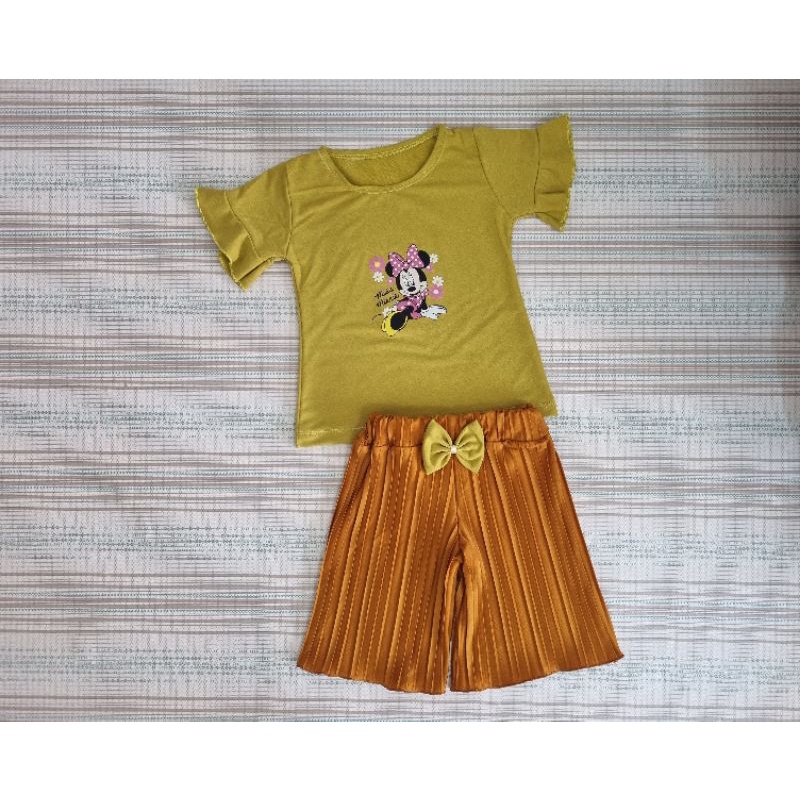 [GROSIR] [BUNDLE] Set Plisket Anak Perempuan Polos Sablon