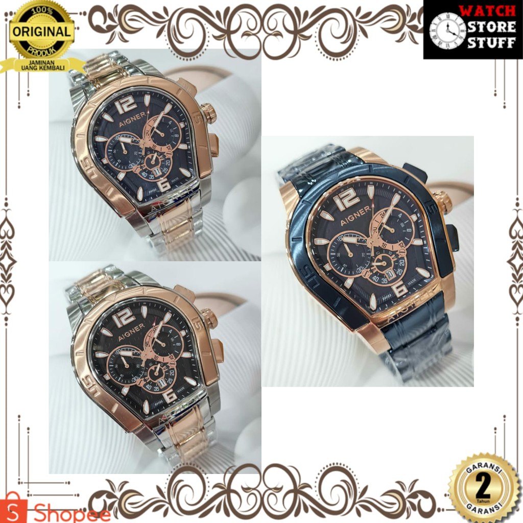 JAM TANGAN PRIA WANITA | RANTAI | KULIT | KARET | MURAH | PRIA AIGNER PALERMO ALL STEEL