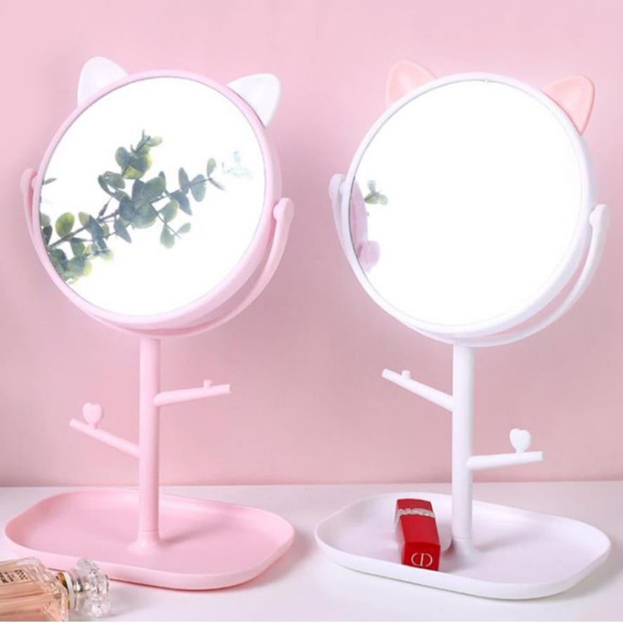 [NEW] Cermin Rias Kaca Rias Kitty Telinga Kucing Bulat Mirror Makeup Cermin Make Up