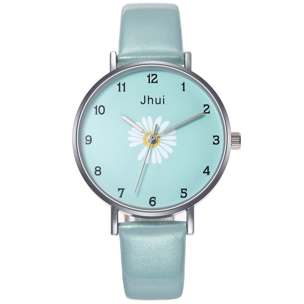Jam Tangan Quartz Analog Bunga Daisy Harajuku Gaya Korea Fashion Aksesoris Wanita Casual Analog-39-9 Tosca