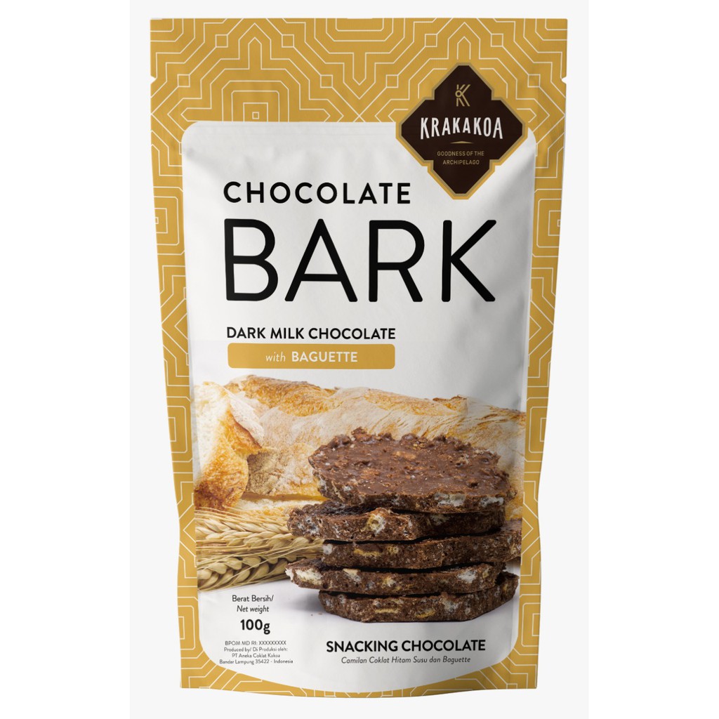 Krakakoa, Chocolate Bark, Dark Milk Chocolate with Baguette 100gr