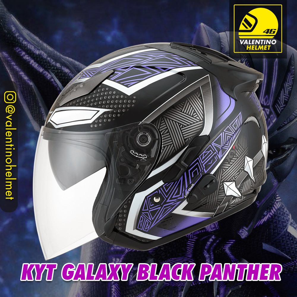 Helm KYT Galaxy Slide Black Panther Black Purple
