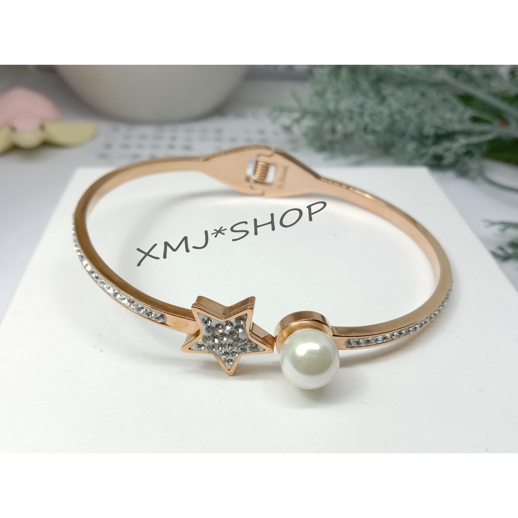 XMJ*SHOP GELANG TITANIUM WANITA 100% ASLI ANTI KARAT MODEL MATA BOLA BINTANG SIMPLE PERMATA MEWAH