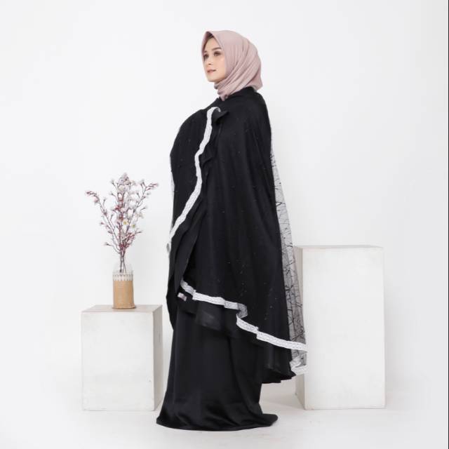 MIR Mutiara  Black Mukena Dewasa Mukena 2 in 1 Mukena 