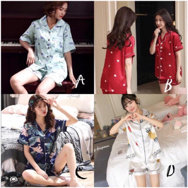 Piyama satin import / baju tidur wanita / piyama ice silk sutera-6