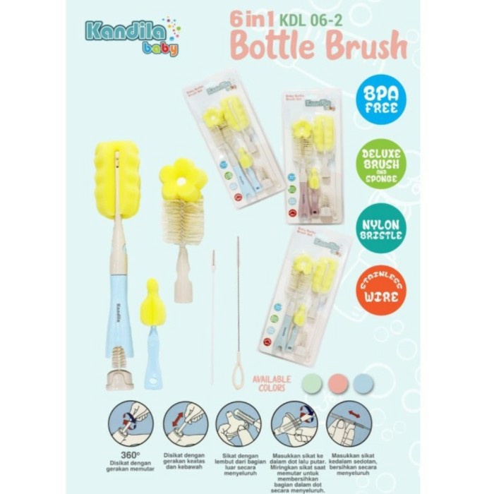 KANDILA Complete Bottle Brush Sikat Botol Busa Sikat Dot dan Sedotan