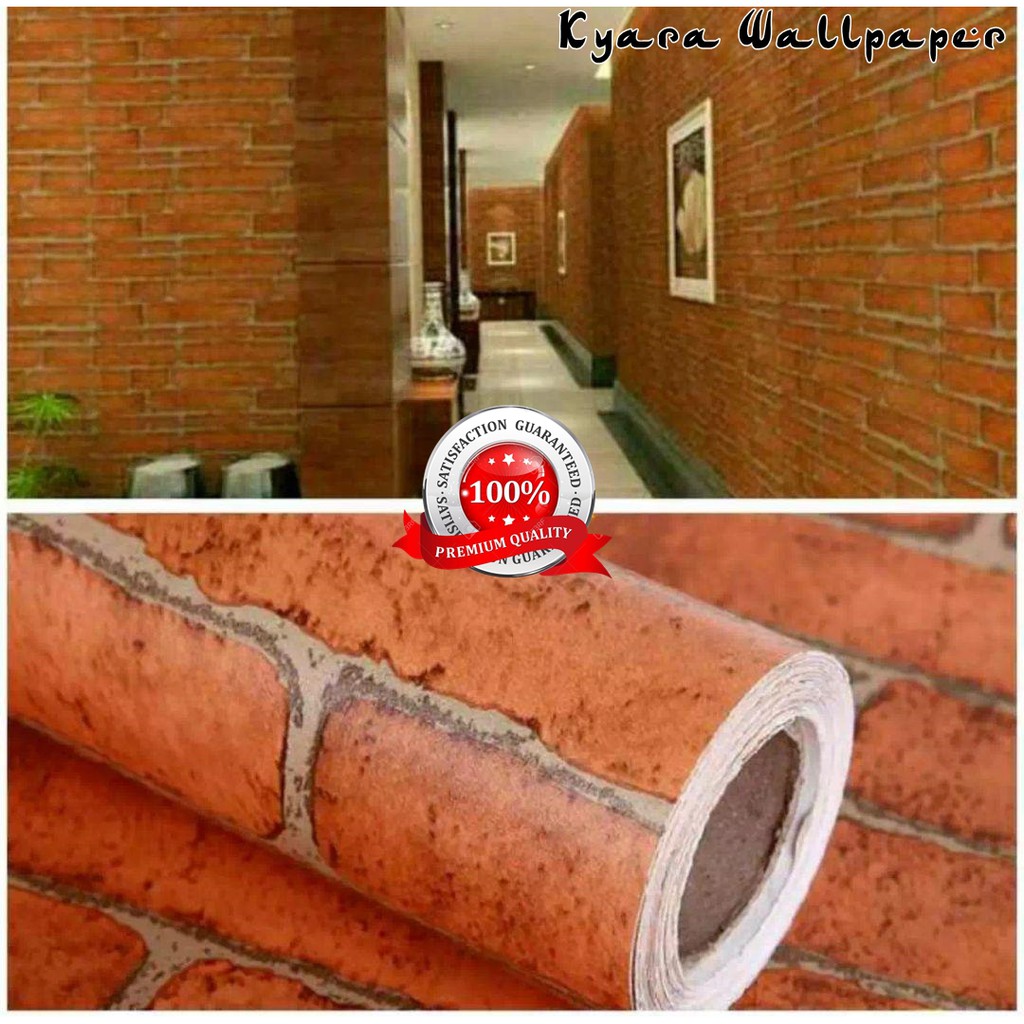 WALLPAPER STICKER WALLSTICKER MOTIF BATU BATA MERAH KUALITAS IMPORT PREMIUM