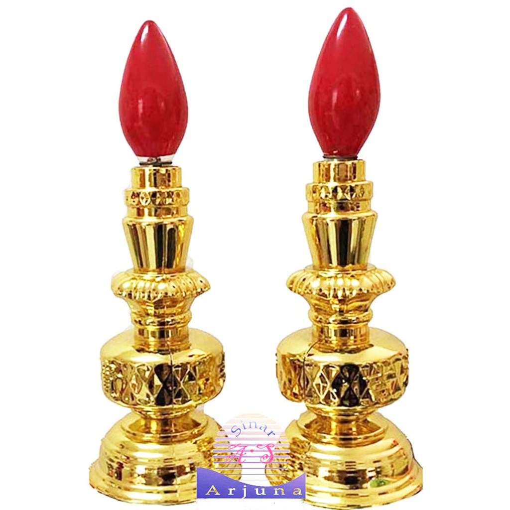 LAMPU LILIN LISTRIK SEGI ENAM WARNA MAS ROSE 22CM