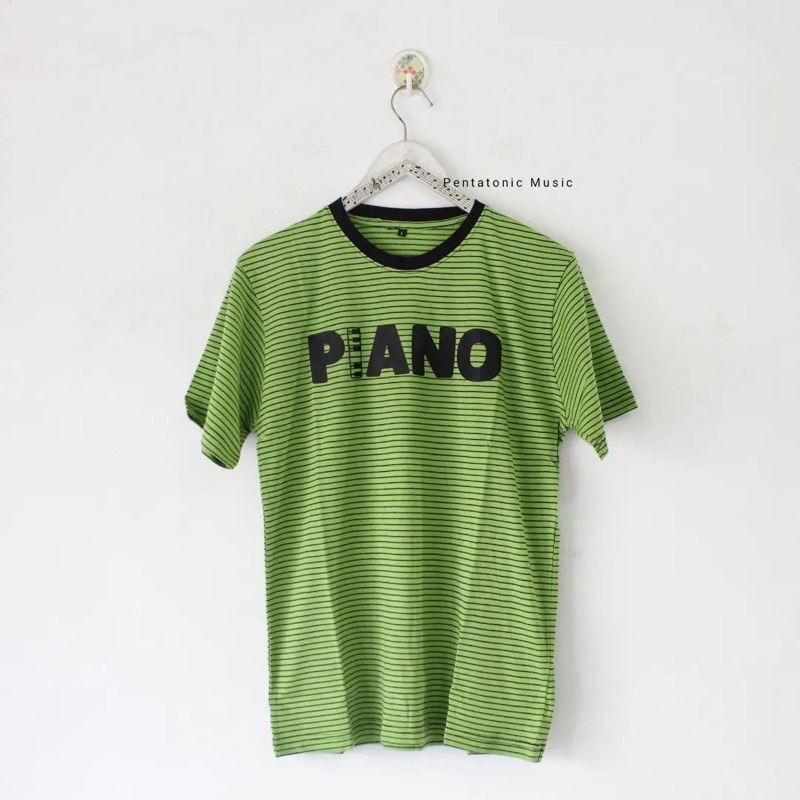 Kaos Piano Striped Tees Salur motif Musik Pakaian Pria Wanita Atasan Unik Music Fashion
