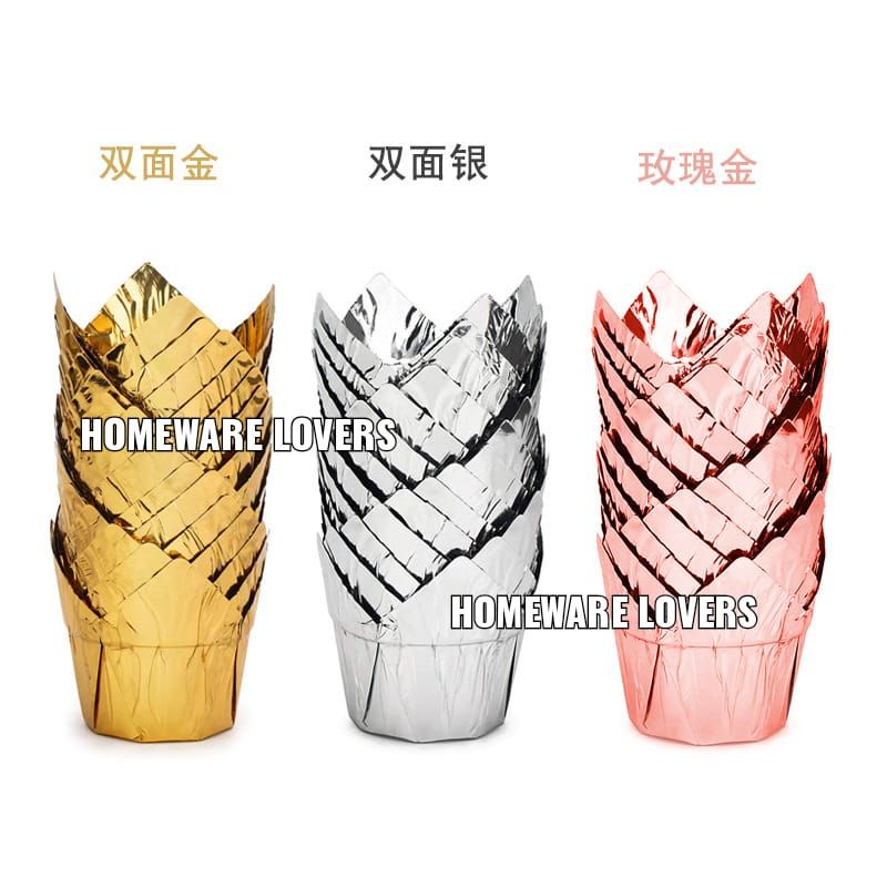 Tulip Cupcake Case Aluminium foil 50pcs Muffin Paper Cupcake Case Baking Paper Premium food grade