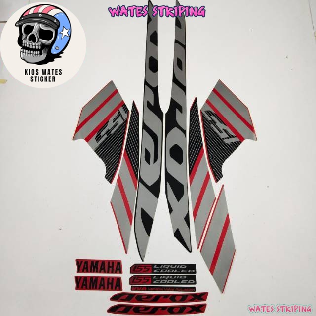 Striping Decal Polet Sticker Yamaha Aerox 155 2017 merah abu stiker motor list body standar motor be