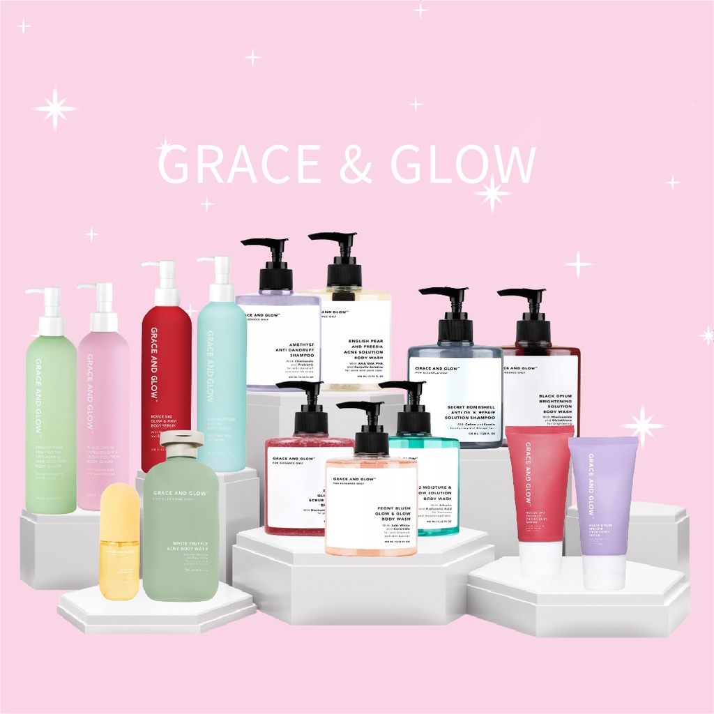 ⭐ Beauty Expert ⭐ Grace and Glow Series - Body Wash Serum Shampoo - Black Opium English Pear Rouge Peony Blush Miss Moisture Amethyst Bombshell