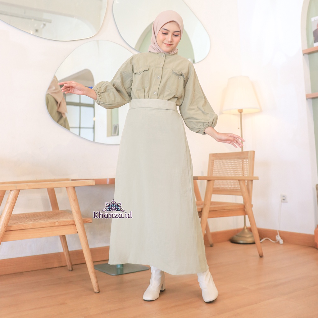 [khanza.id] Rok a Line Panjang Linen