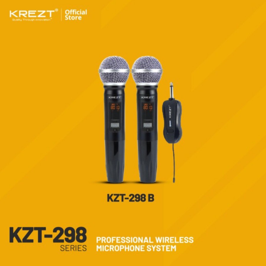 MICROPHONE - MIC WIRELESS KREZT KZT 298 KZT298 DUAL MIK VOKAL KARAOKE  IMAM PRESENTASI PORTABLE ORIGINAL