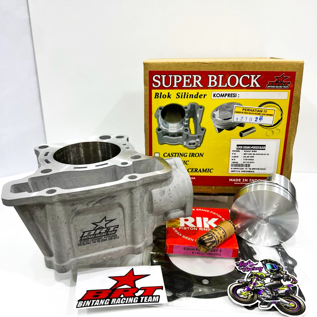 BLOK BRT CERAMIC SONIC CB 150 CBR 150R LED SUPRA GTR CBX BORE UP KERAMIK 65 63 57.28MM 180 190CC