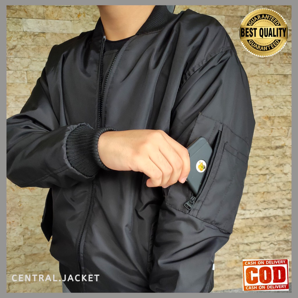 Jaket Bomber Pria Bolak Balik Premium - Jaket Bomber Polos Parasut Taslan Tebal