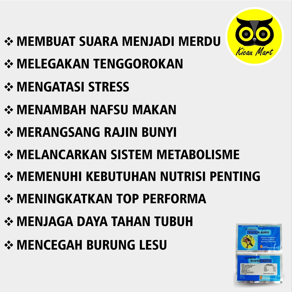 PIL JAMU PERKUTUT SUPER BIRU EKA FARMA SUPER BIRU PIL JAMU BURUNG PERKUTUT DERKUKU TEKUKUR PUTER ANGGUNAN PIL PERKUTUT GACOR ISI 12 VITAMIN ELEKTROLIT SPRBIRU
