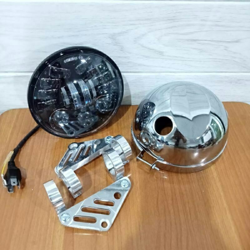 Lampu daymaker 5.75inch set batok l2g krom set kupingan cincin as 31/33