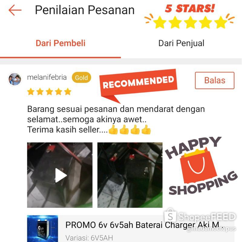 PROMO 6v 6v5ah Baterai Charger Aki Mobil Motor Mainan Kendaraan Elektronik Anak Kering Batre MVP