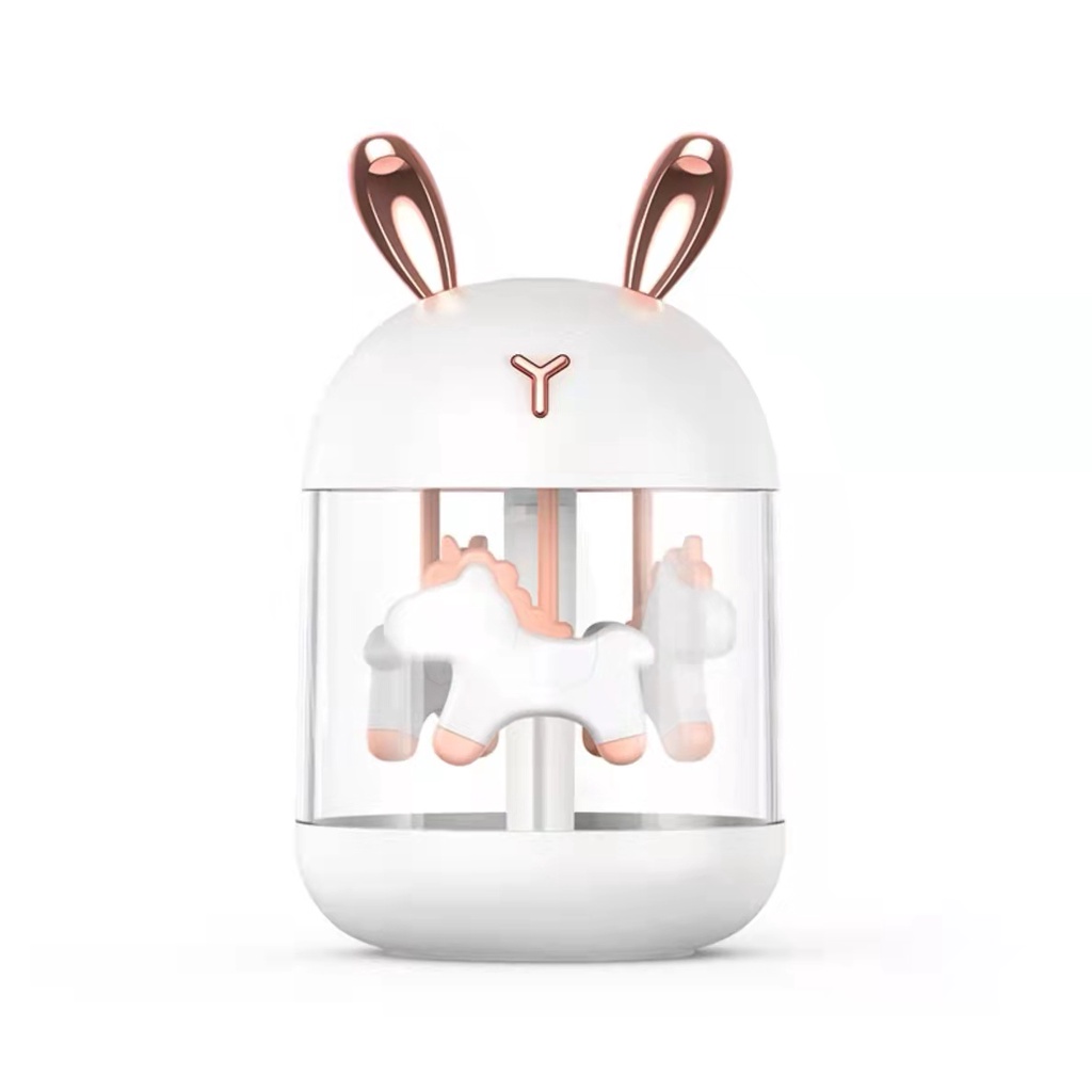 Humidifier Diffuser air aromatherapy 300ML with 7 colour LED Lamp- Pelembab Ruangan K5-Kelinci Putih K5