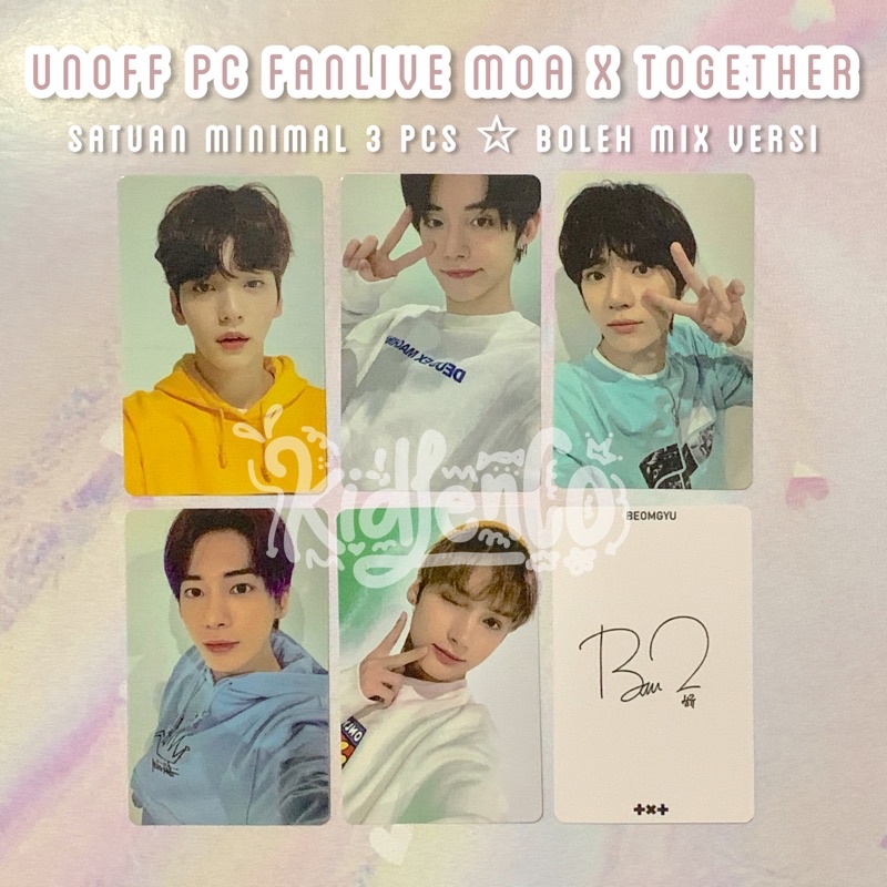 [MIN 3] DUPE TXT FANLIVE MOA X TOGETHER 2022 ♡ unofficial premium pc photocard 310 gsm 2 sisi ♡ Yeonjun Soobin Beomgyu Taehyun Hueningkai