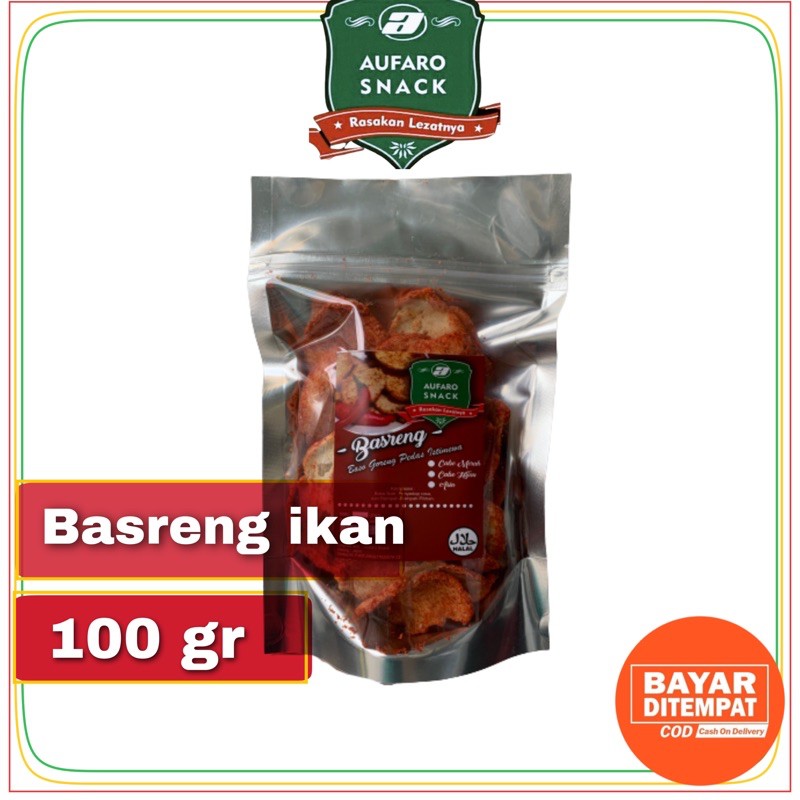 BASRENG PEDAS / BASO GORENG PEDAS MURAH 100 gram  3 RASA AUFARO SNACK IKAN TENGGIRI KERIPIK BASRENG