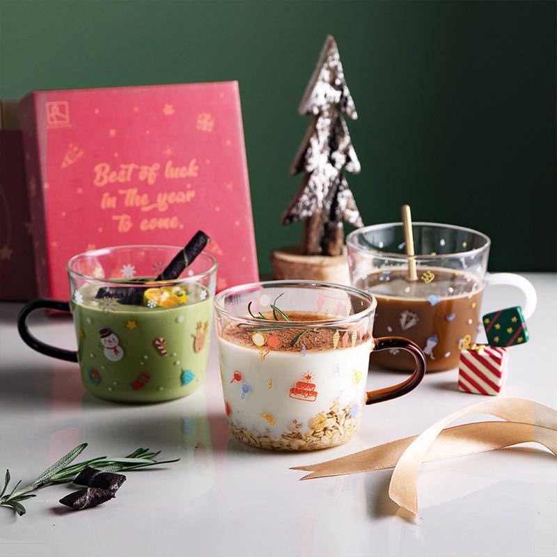 Gelas Minum Kaca Cangkir Minum Big Mug Large Capacity with Gift Box for Christmas Hampers Natal