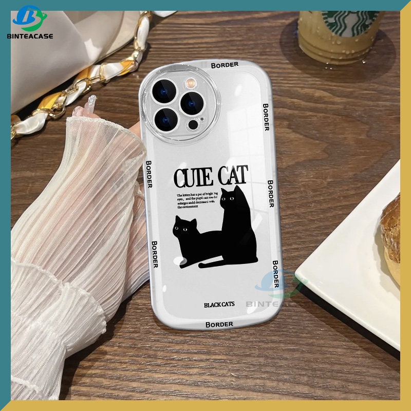 Case Pola Kucing Hitam Anti Jatuh Untuk IPhone 11 12 13 Pro MAX X XR XS MAX 6 6S 7 8 Plus SE 2020