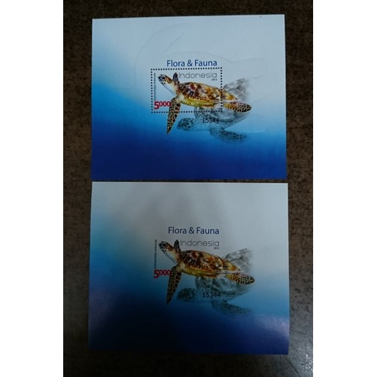 

Sepasang Souvenir Sheet Indonesia Perf Imperf Flora Dan Fauna 2014