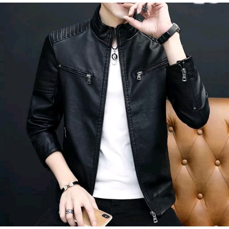 Jaket Kulit Domba Asli Pria Elegant Brownie ARL 033 Silverstone RFLA Ariel Noah 90