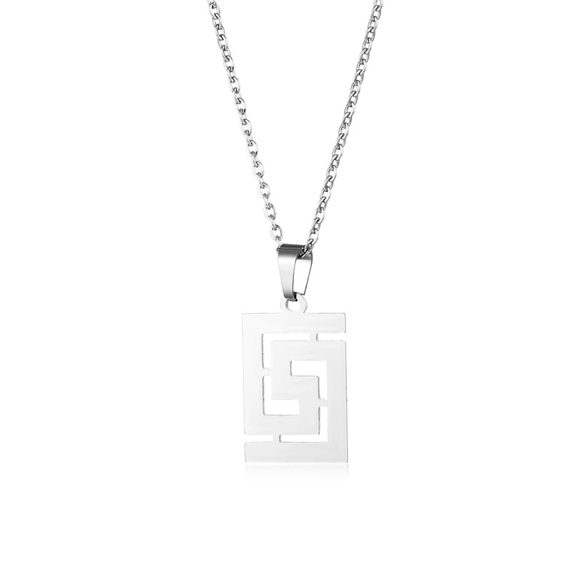 Eropa dan Amerika fashion populer kalung ornamen band geometris kalung stainless steel liontin kalun