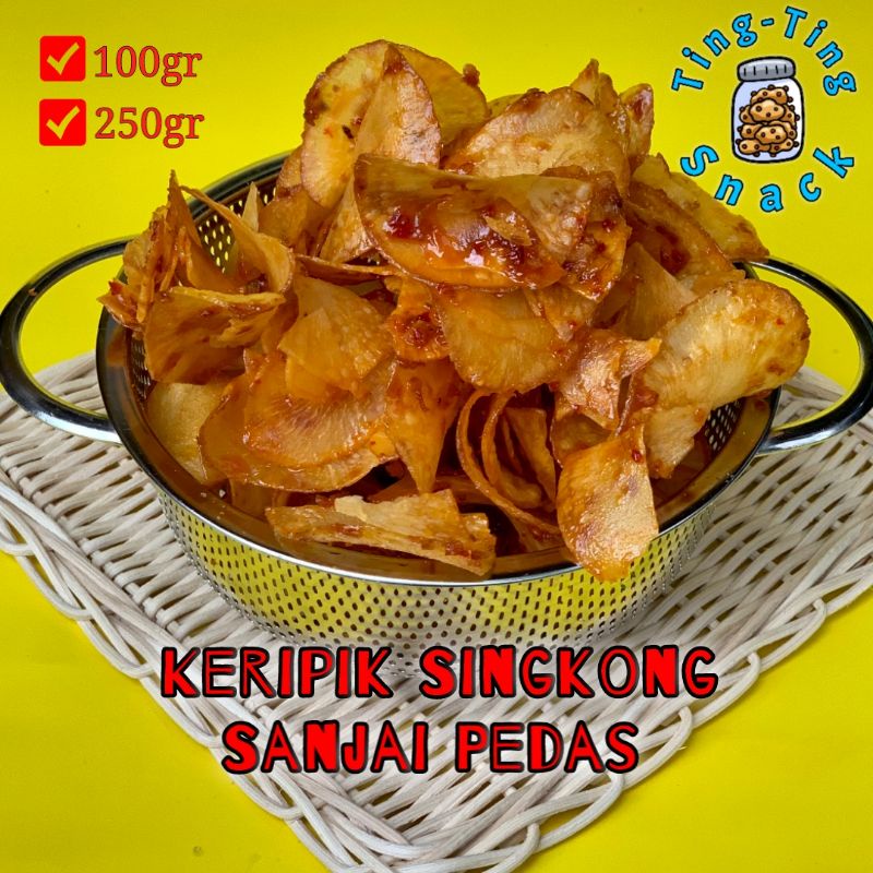 

KERIPIK SANJAI 250 GRAM KERIPIK SINGKONG CABE IJO BREKELE PEDAS ASIN ORIGINAL MAICIH 250GRAM TINGTING SNACK 250GR