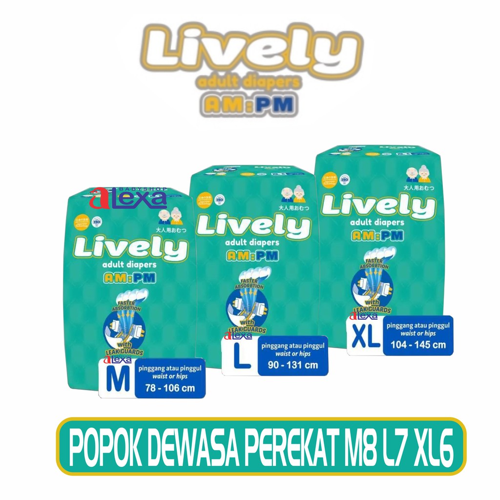 LIVELY Popok Dewasa Perekat M8 L7 XL6 / Adult Diapers Tape / Pempers dewasa