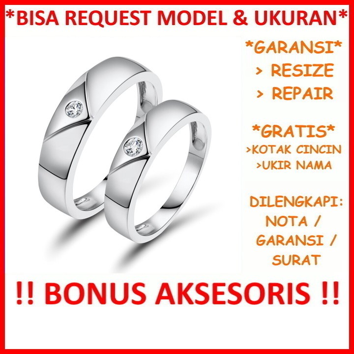 Gratis Ukir Nama Garansi Silver Asli Bisa Pesan Model Cincin Couple Perak Tunangan Mas Kawin Id609